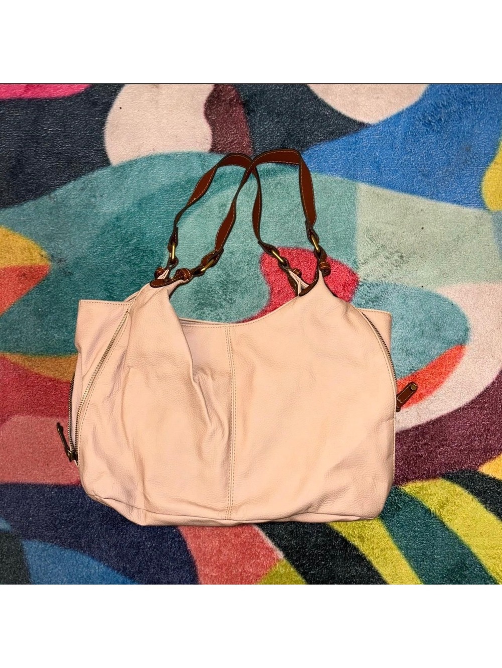 Merona Women's Shoulder Bag in Light Pink with Brown Handles
